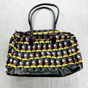 Walt Disney World Mickey Mouse Black Canvas Tote Duffle Gym Travel Bag
